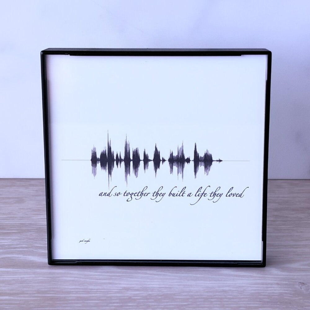 NEW And So Together Soundwave Framed Wall Art 4x4in Black White Minimalist